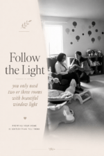 Pinterest pin about following natural light during an in-home family photography session.