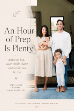 Pinterest pin explaining that one hour of prep is enough for an in-home family photo session.