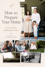 Pinterest pin for a guide on how to prepare your home for an in-home family photo session in Boulder County and Northern Colorado.