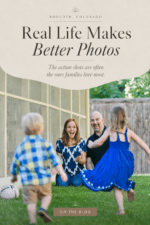 Pinterest pin about real-life moments during a Boulder in-home family photography session.