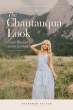 Pinterest pin for Chautauqua senior portraits in Boulder featuring a senior photo with the Flatirons and editorial text.