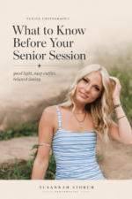 Pinterest pin about what to know before a Boulder senior photography session with a senior portrait and soft editorial design.